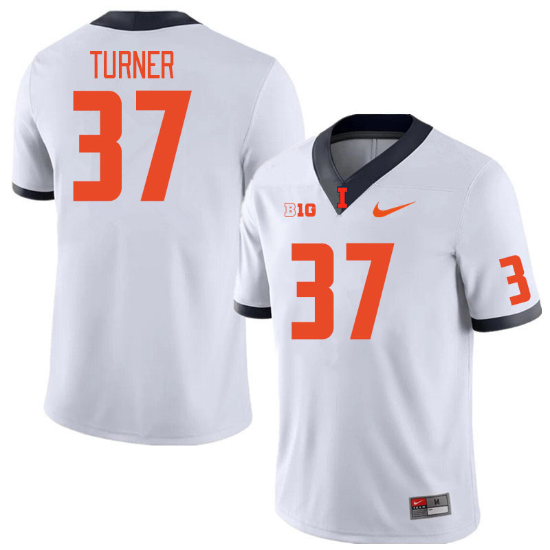 Men #37 Solo Turner Illinois Fighting Illini College Football Jerseys Stitched Sale-White